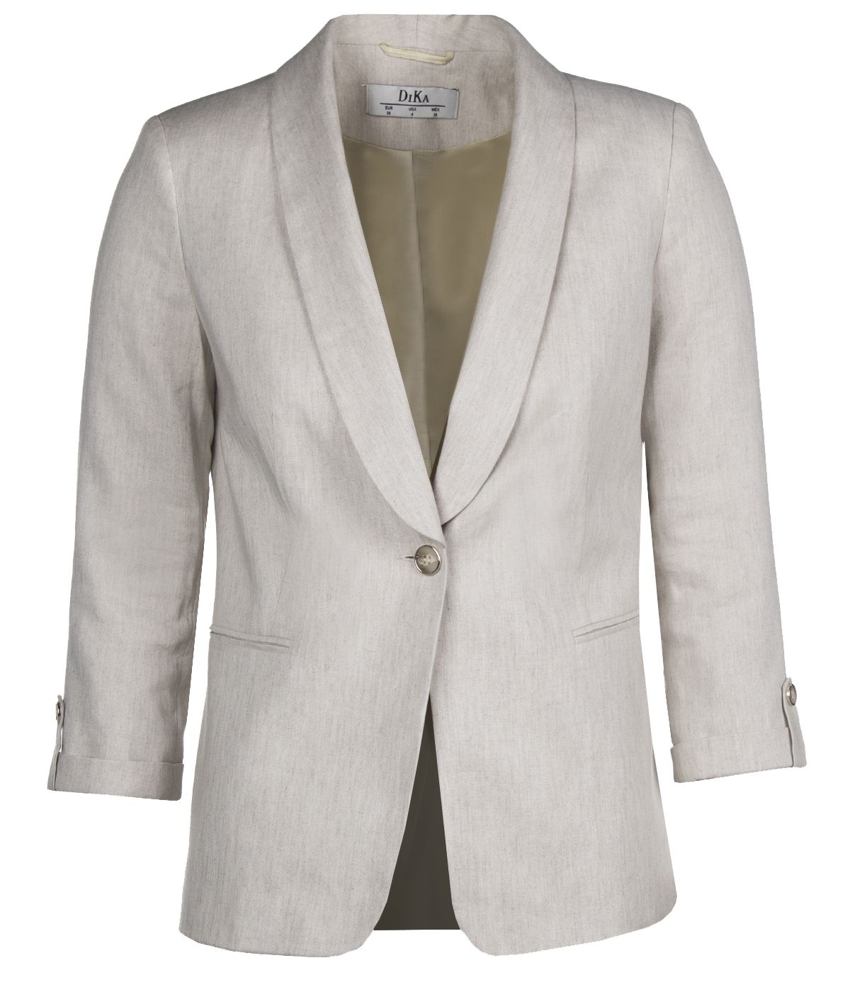 Single-breasted jacket with linen and viscose with 7/8 sleeves 0
